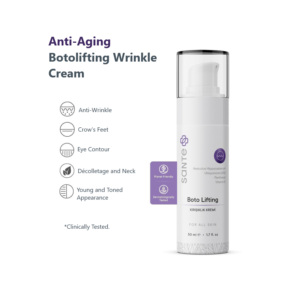 Anti-aging Botolifting wrinkle cream for all skin types, targeting crow's feet and promoting a youthful appearance. 50 ml.