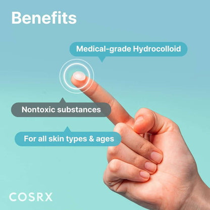  COSRX Acne Pimple Patch Absorbing Hydrocolloid Original 3 Size Patches for Blemishes and Zits Cover, Spot Stickers for Face and Body