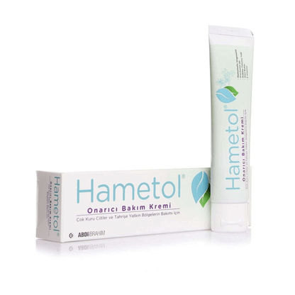 Hametol Skin Care and Repair Cream (30ml) tube and box, suitable for dry and irritated skin, enriched with Provitamin B5.