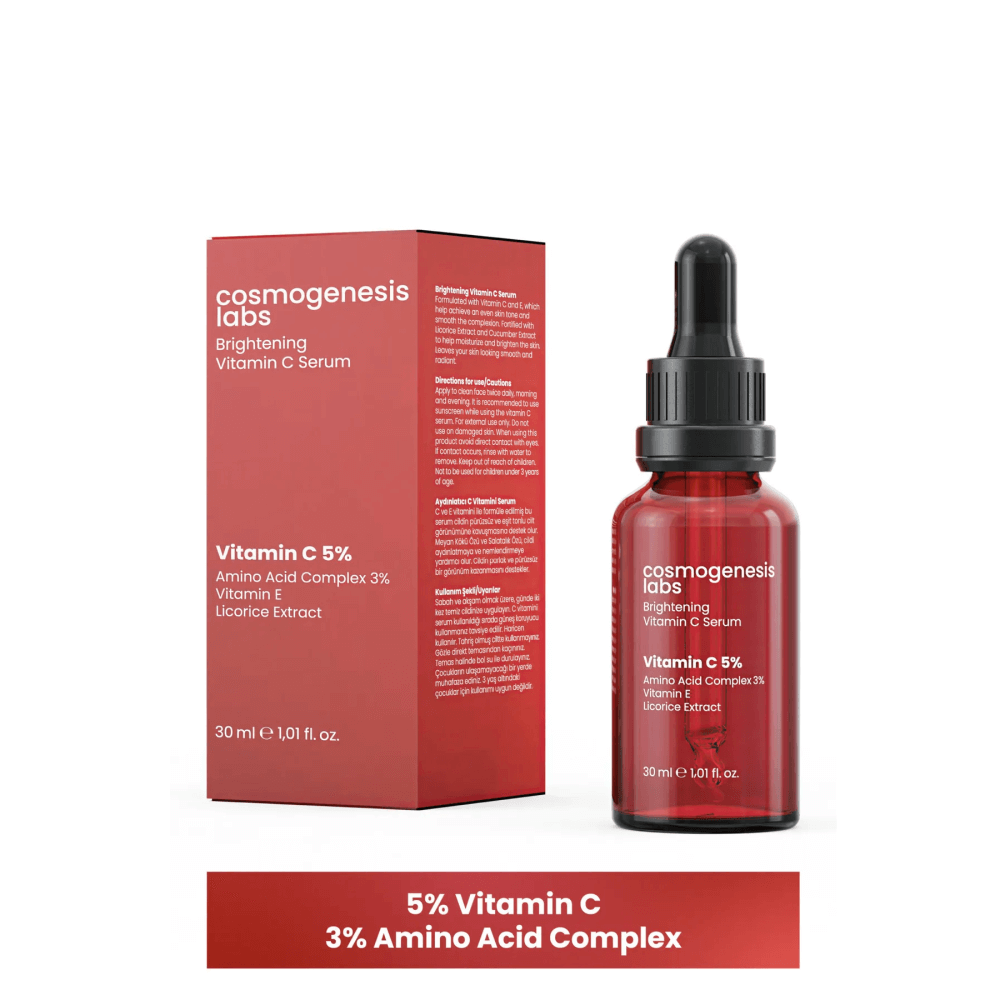 Cosmogenesis Brightening Vitamin C Skin Serum 30ml Vegan Smoothing Fine Line Reducer (5% VITAMIN C)