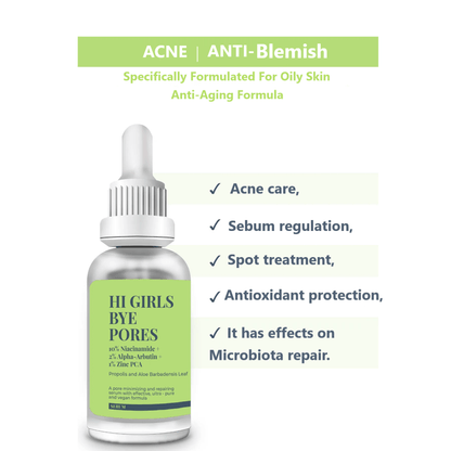 SHE VEC - HI GIRLS BYE PORES - Acne and Anti-Blemish Arbutin Niacinamide Serum (30 ml)